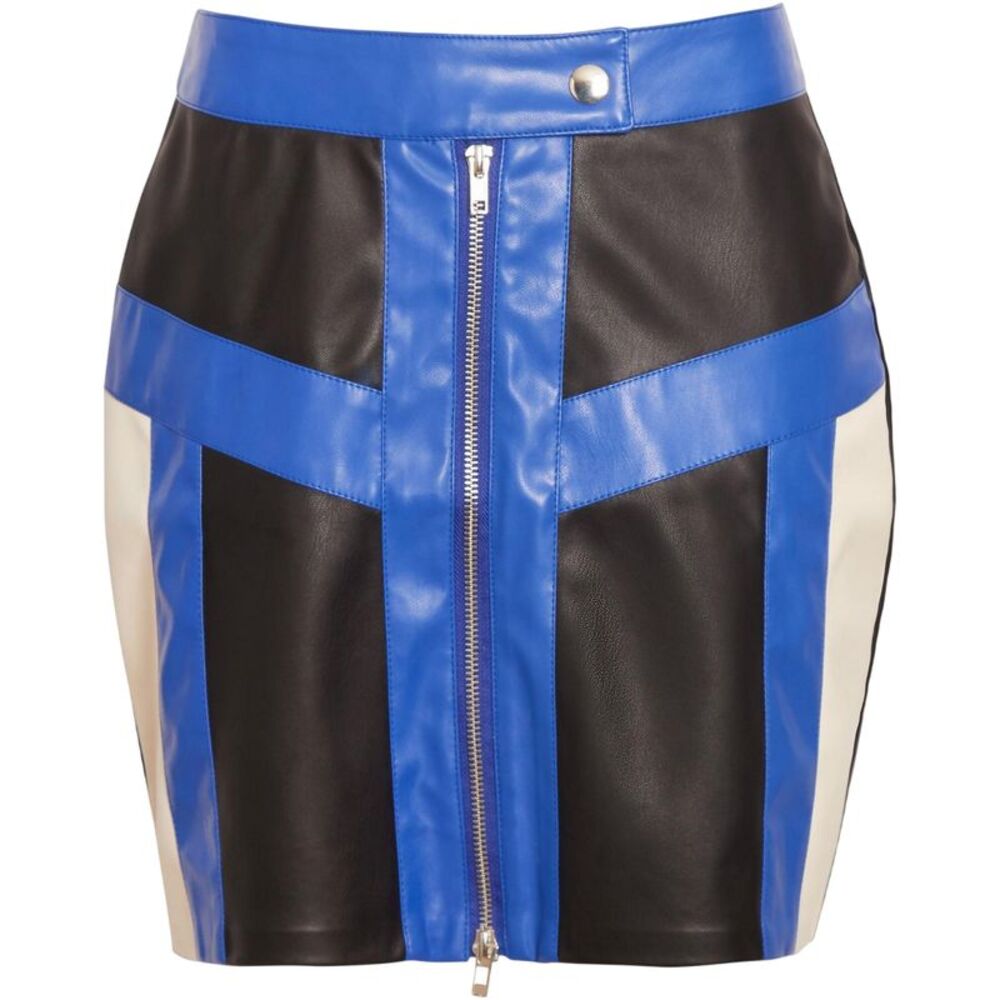 Influence Womens/Ladies Motor Sport Faux Leather Slim Mini Skirt / Blue